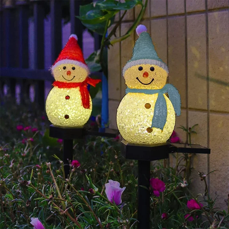 Outdoor Power For Xmas Lights - Solar-LED-Schneemann-Ambientelicht, Solarbetriebene Weihnachtswegbeleuchtung für Weihnachten, Rasen-