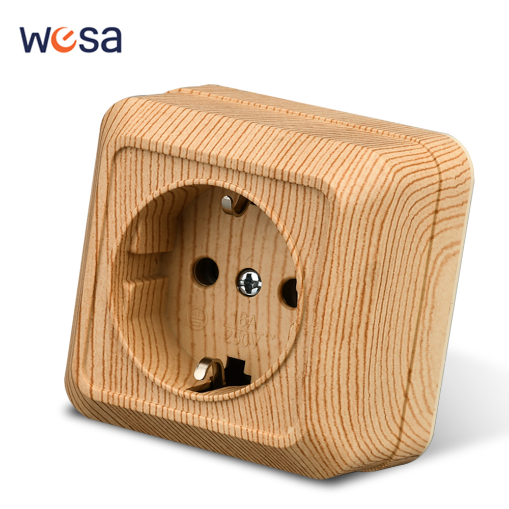Outdoor Power Hub - WESA Holz Wandoberfläche Steckdose Stecker EU