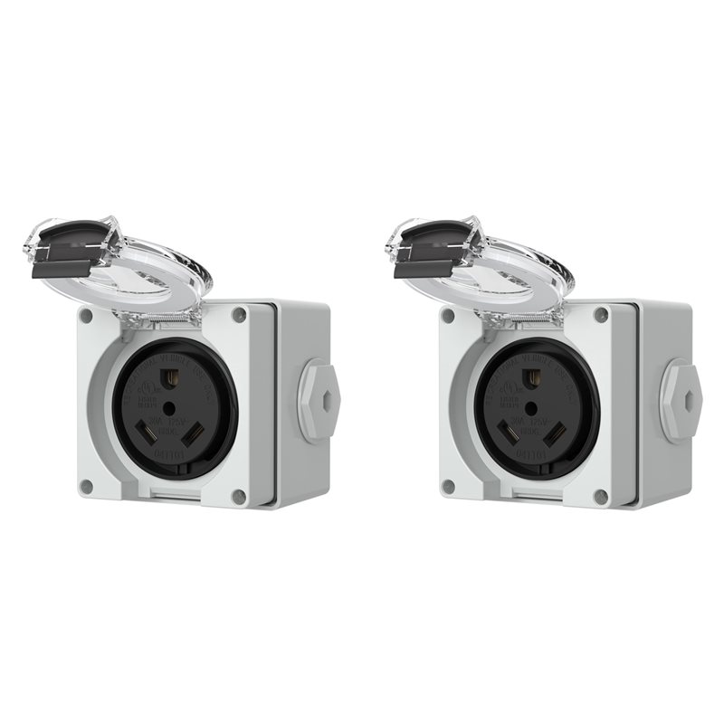 Outdoor Power Receptacle - 2X 30-Ampere-Steckdosenbox, 125-Volt-NEMA-TT-30R-Steckdose für den Außenbereich,