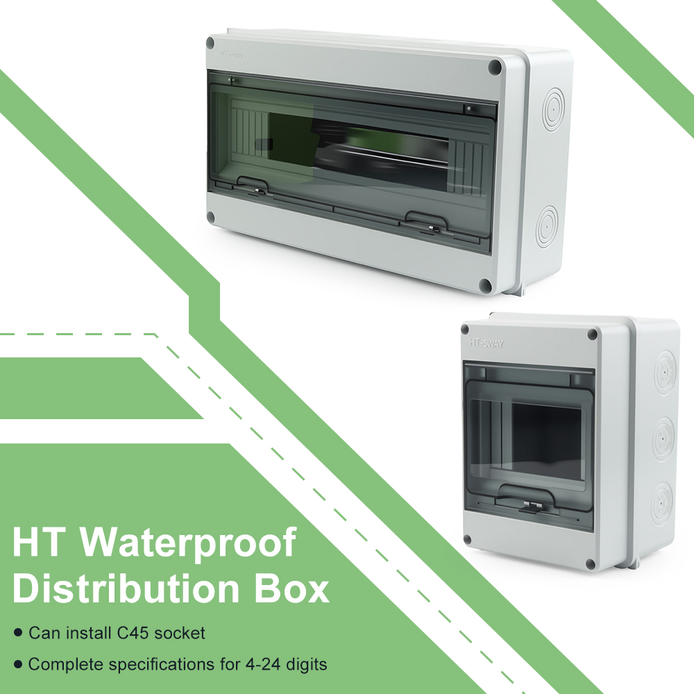 Outdoor Power Junction - Wasserdichter Verteilerkasten der HT-Serie, 5/8/12/15/18/24-Wege, ABS-Kunststoff,