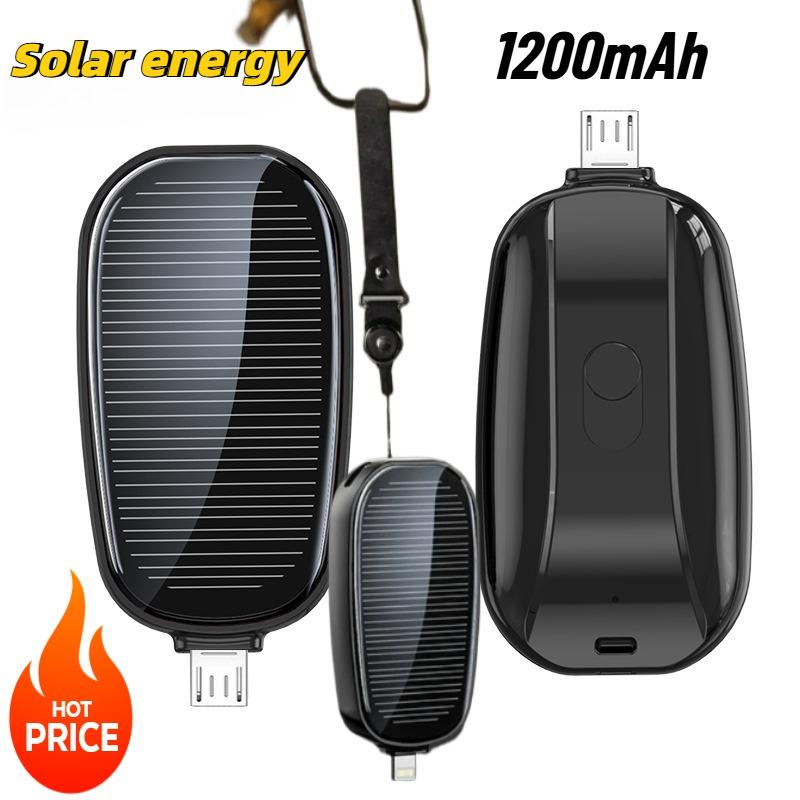 Outdoor Power Hub - 1200mAh Solar Mini Powerbank Schlüsselanhänger Tragbares