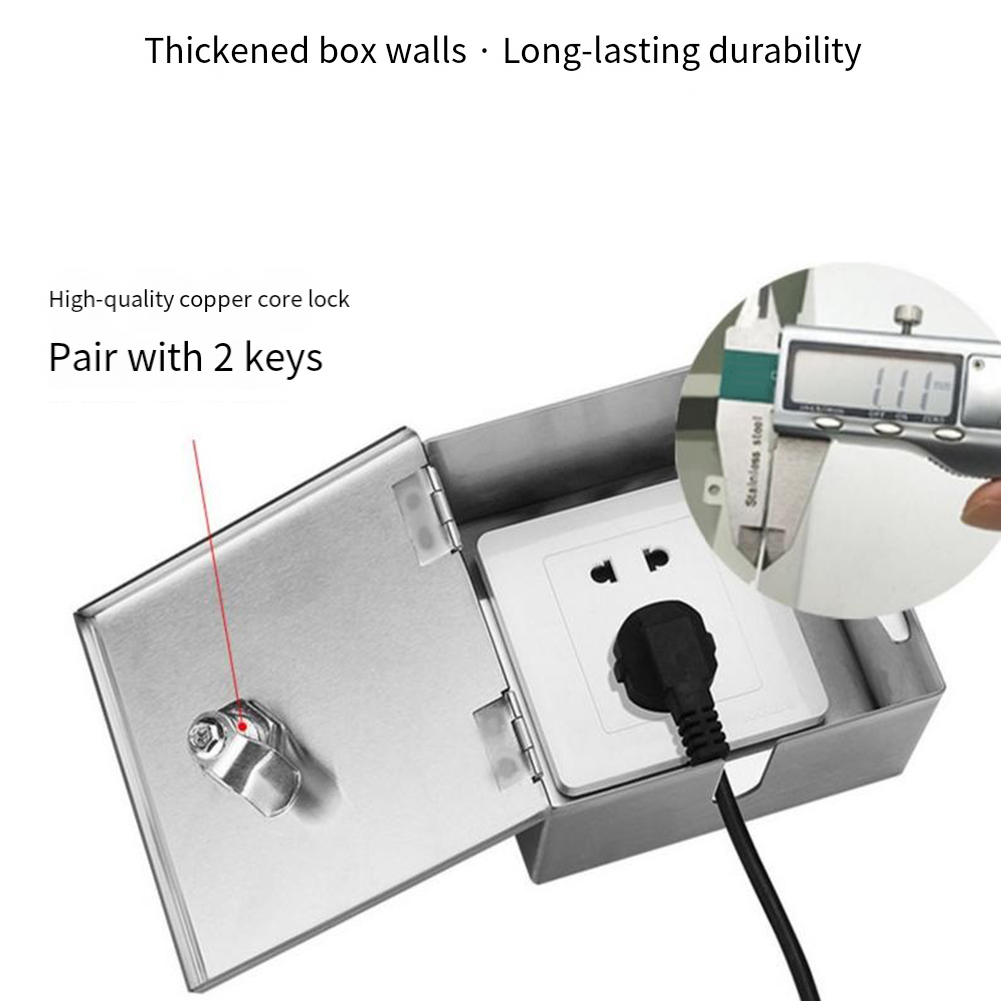 Outdoor Power Socket With Lock - Edelstahl-Elektrobox-Schloss für den Außenbereich, wasserdichtes Elektrogehäuse
