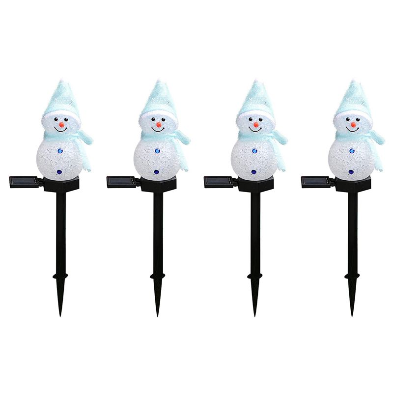 Outdoor Power For Xmas Lights - Neue 4X Schneemann-Solarleuchten, Weihnachts-Solar-LED-Schneemann-Lichtdekoration, Gartenstecklampen für