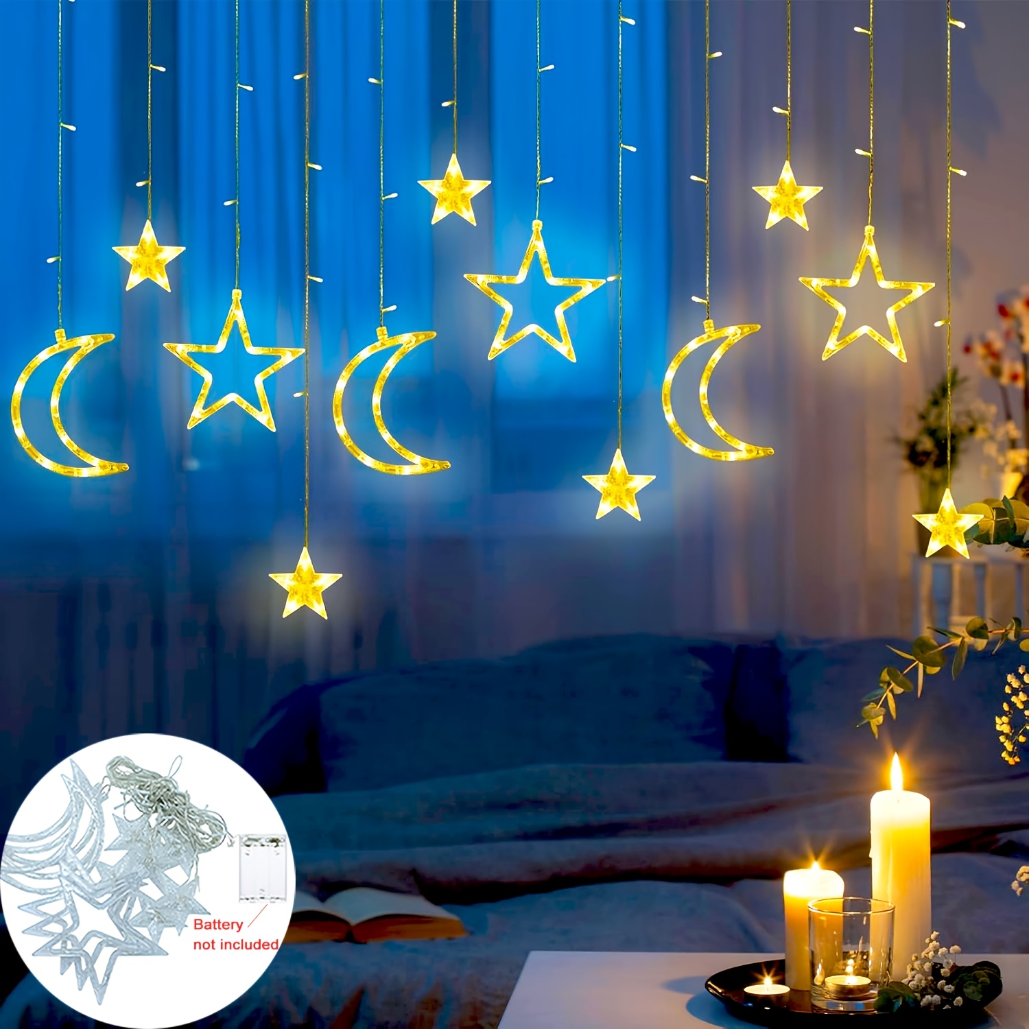 Outdoor Power For Xmas Lights - 3,5 m Stern Mond LED Vorhang