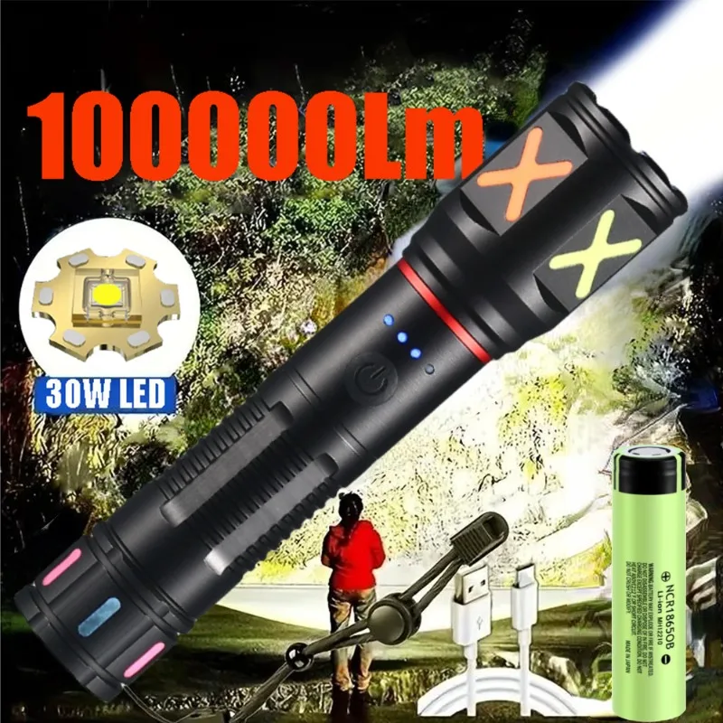 Outdoor Usb Power Strip - Leistungsstarke weiße Laser-LED-Taschenlampe, USB-Aufladung, Zoom, große