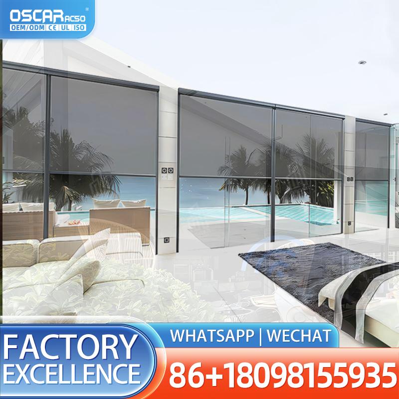 Outdoor Power Roller Shades - Elektrische Vertikale Rollos mit Windfestem Aluminium-Design