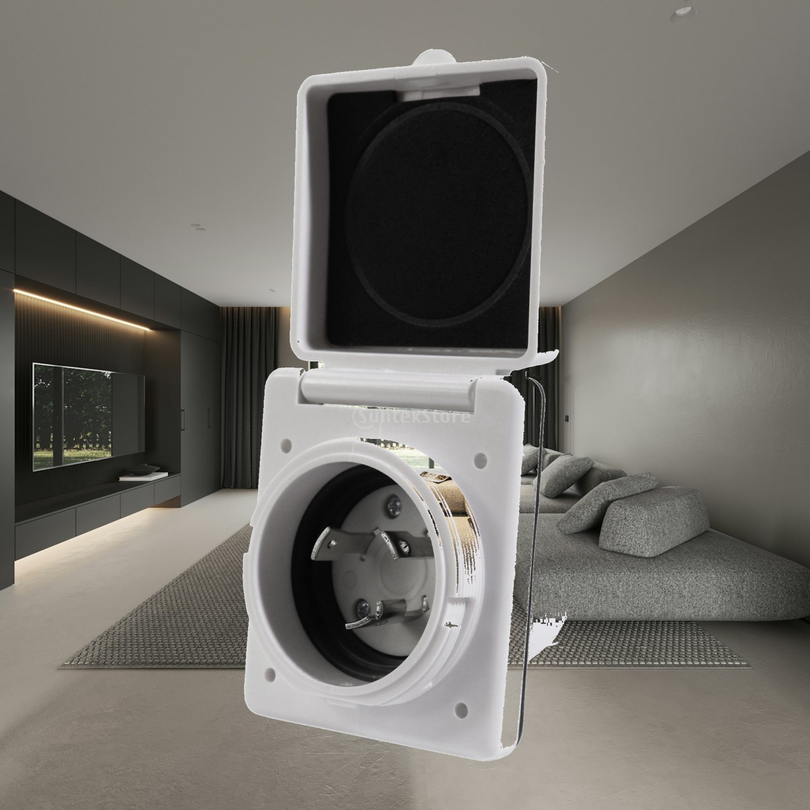 Outdoor Power Socket With Lock - Wasserdichte Flansch-Eingangsstromsteckdose 125V 30A Kunststoff-Drehverschluss für