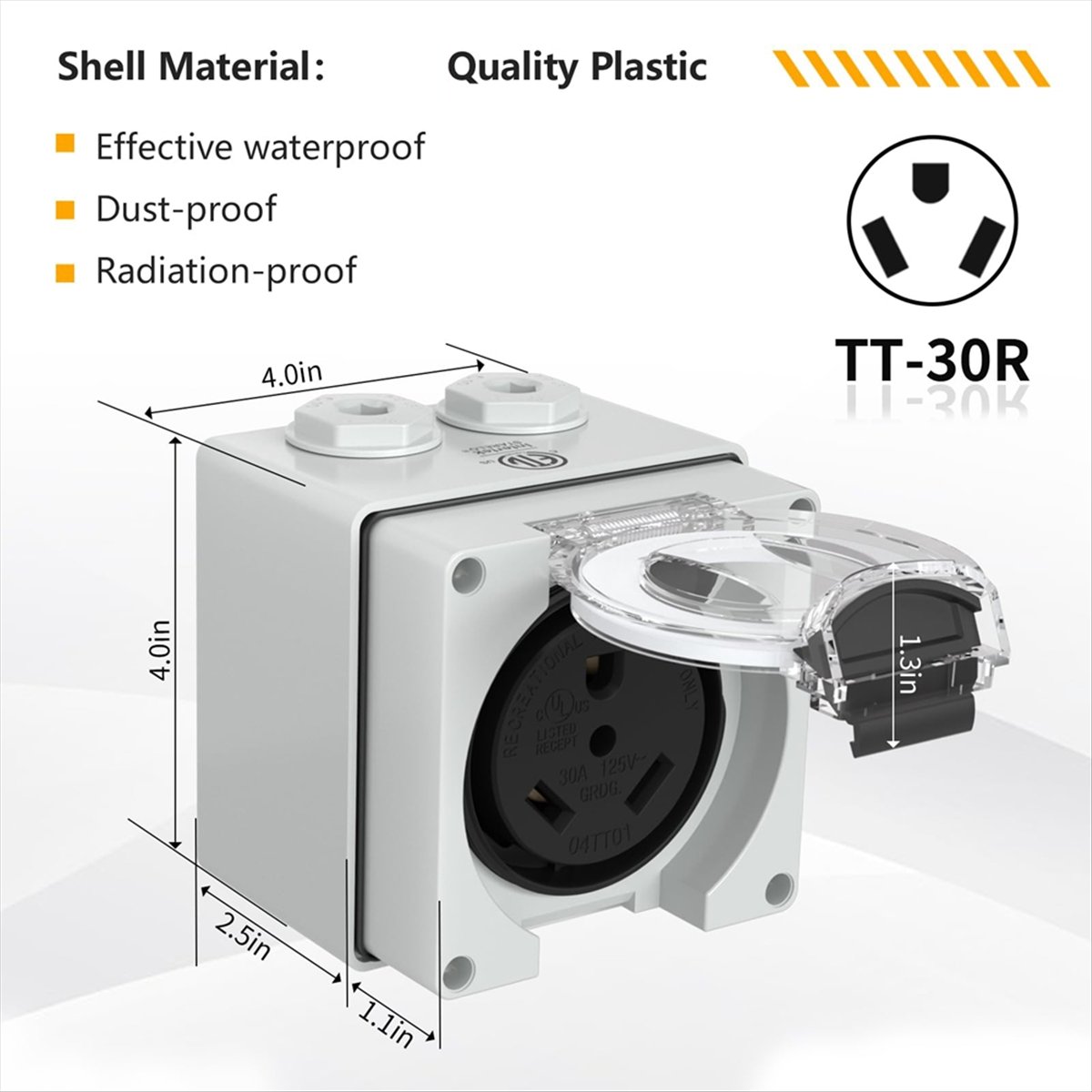 Outdoor Power Receptacle - HHTL 30Amp Steckdosenbox, 125 Volt NEMA