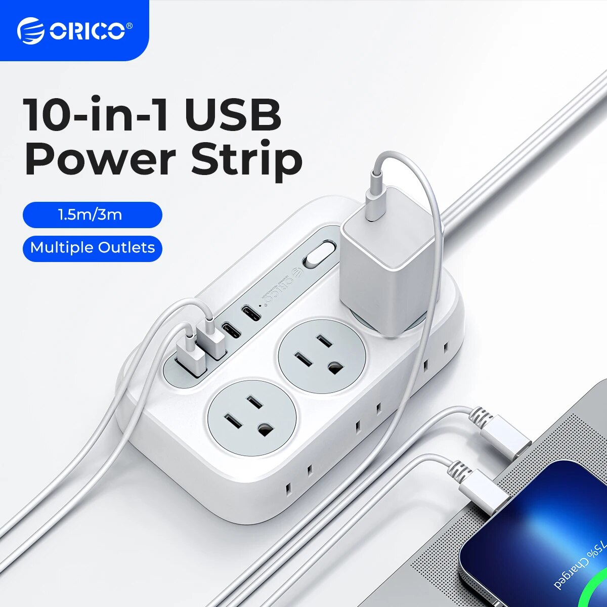 Outdoor Usb Power Strip - ORICO Multi-Size-Verlängerungskabel-Steckdosenleiste mit 6 Steckdosen, 2